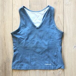 Vintage Reebok V Neck Fitted Blue Tank Top